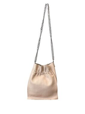 Falor Italy Genuine Leather Ivory Chain Shoulder Bucket Bag
